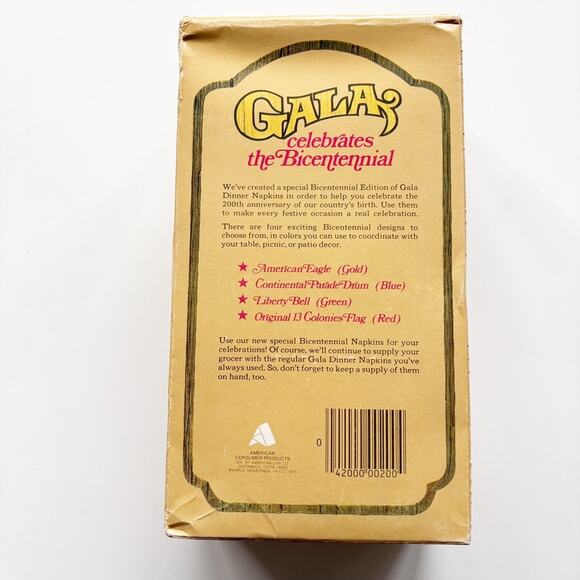 Vintage Brand New in Box 50 Gala Napkins Bicentennial Edition 1776-1976 2-Ply - Picture 2 of 4